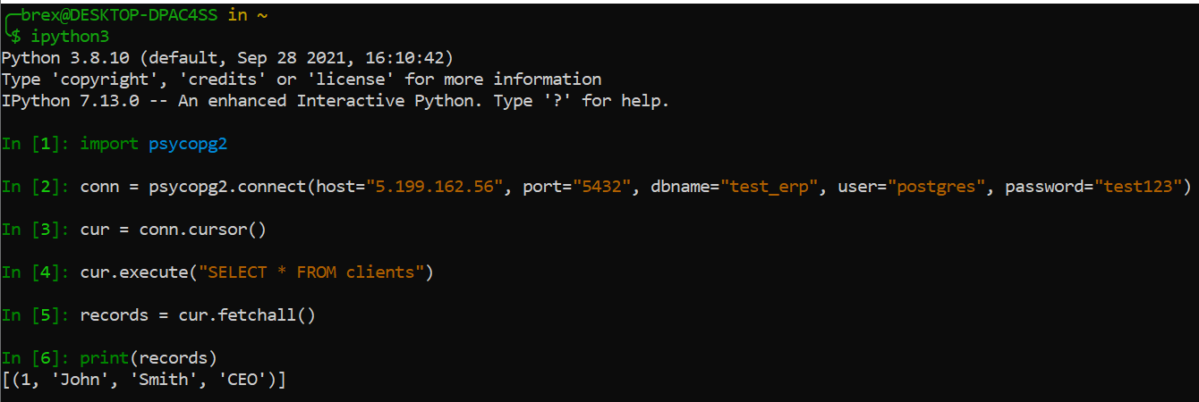 PostgreSQL psycopg2 connector