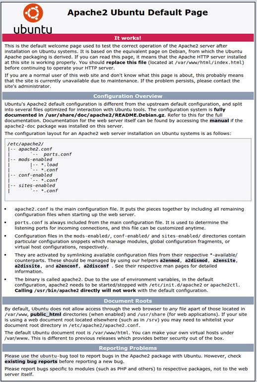 Apache default page