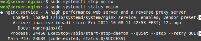 systemclt stop nginx