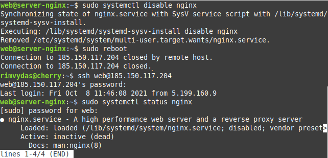 systemctl disable nginx