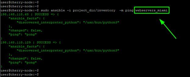 Ansible ping miami servers