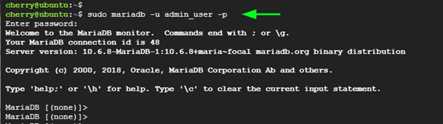 Login to MariaDB