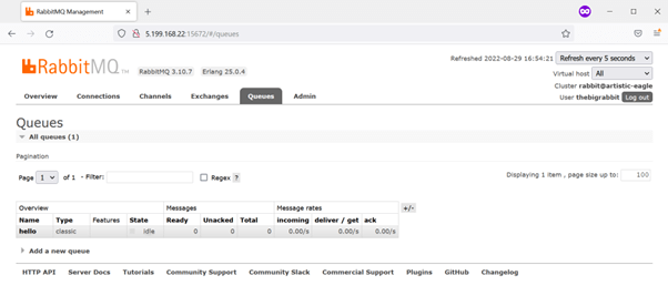 Message consumed from RabbitMQ queue