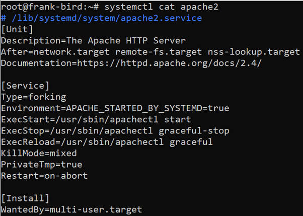 systemctl cat apache2