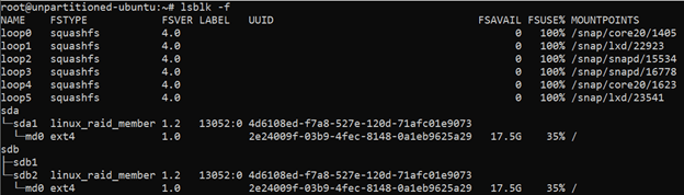 list full information about existing disk partitions