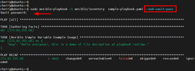 --ask-vault-pass during Ansible playbook execution