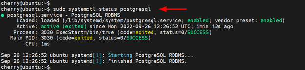 systemctl status postgresql