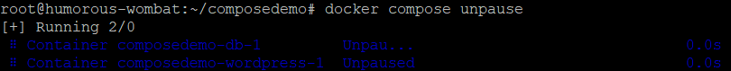 docker compose unpause