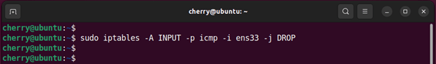 Block incoming ping requests on a specific network interface