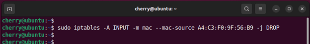 Block a specific device on iptables