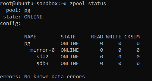 Check zpool status