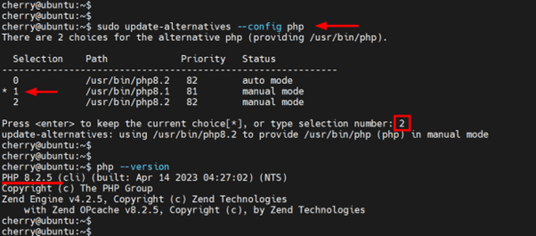 update-alternatives --config php