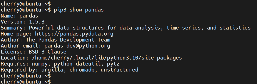 pip3 show pandas