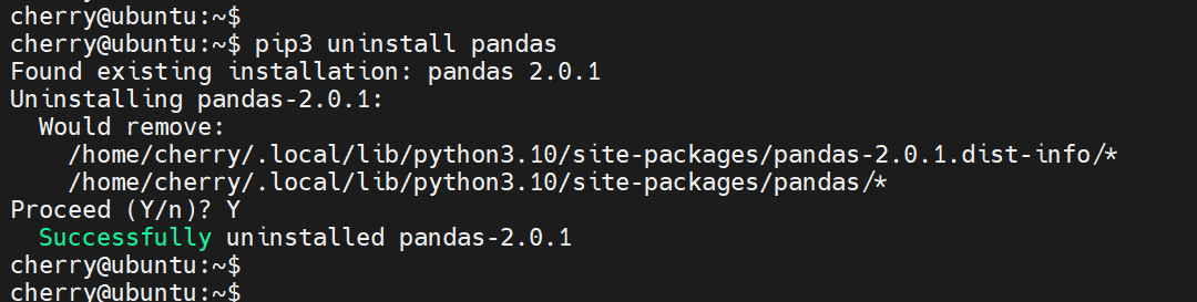 pip3 uninstall pandas