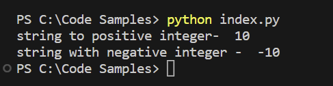 convert str to int using int() constructor example