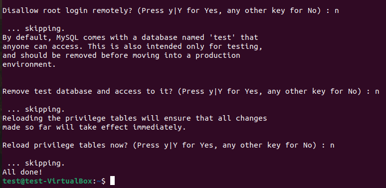 other mysql securing steps example