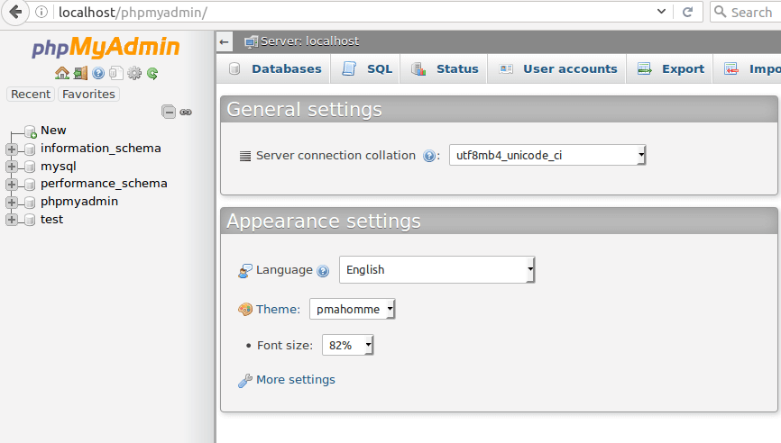 phpmyadmin interface example