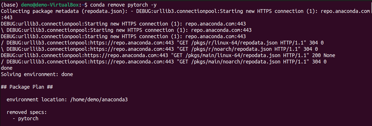 Uninstall PyTorch using conda