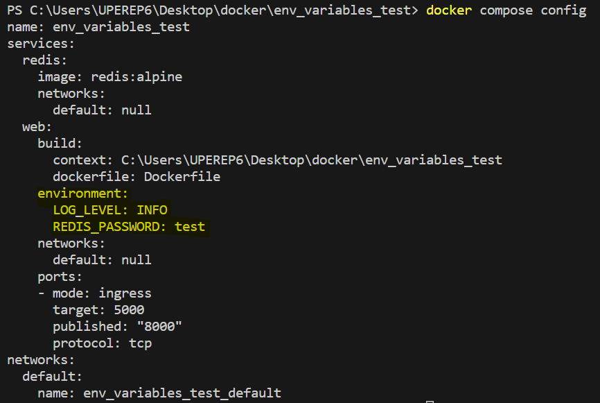 see env varibles configured 