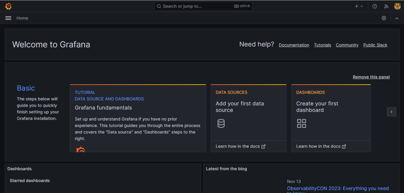 Grafana dashboard