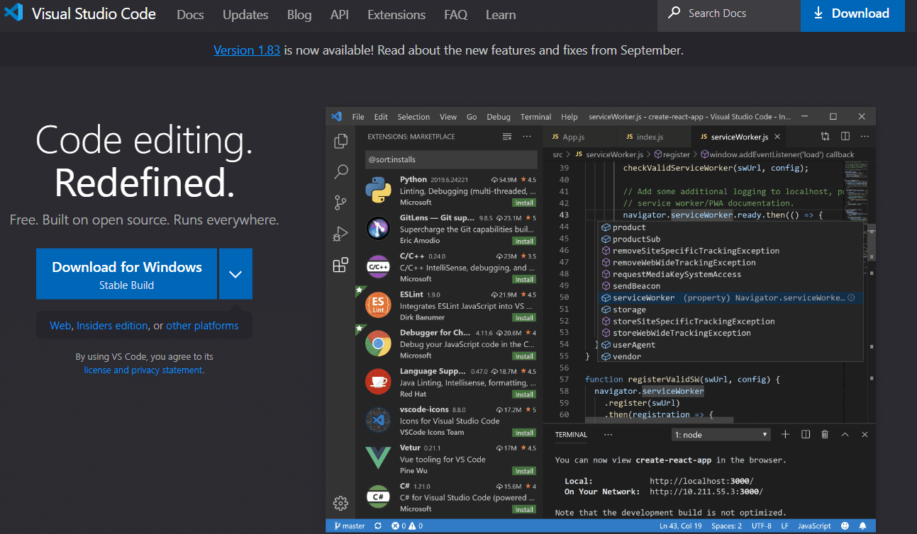 screenshot of Visual Studio Code tool for code editing