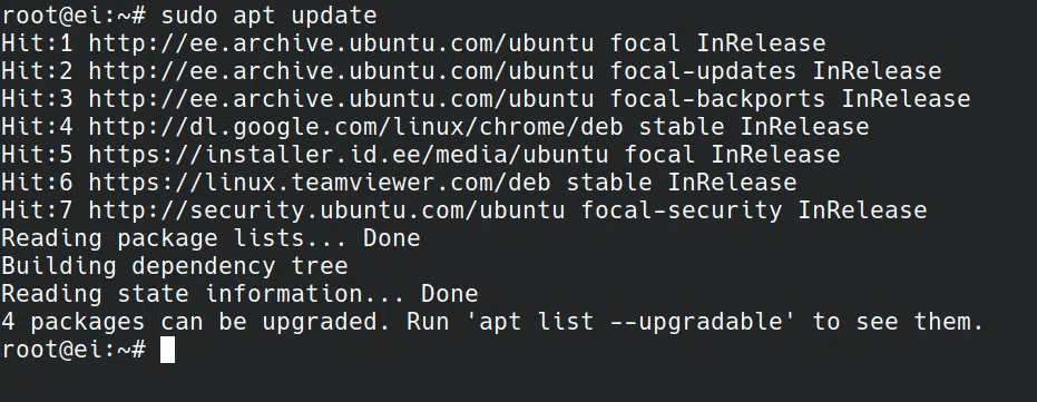 sudo apt update example