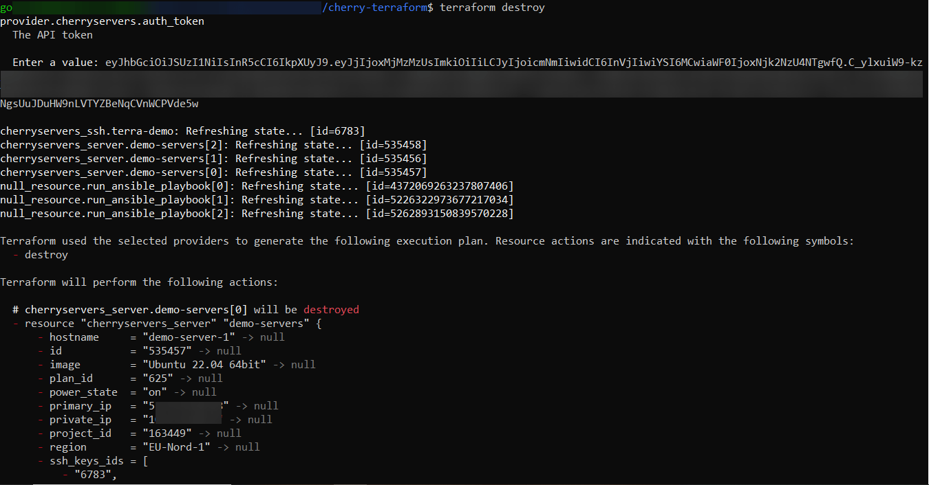 Deleting the resources using the terraform destroy command