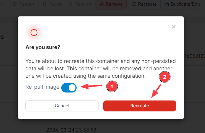 recreate-container-popup-in-portainer