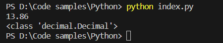 output of decimal function