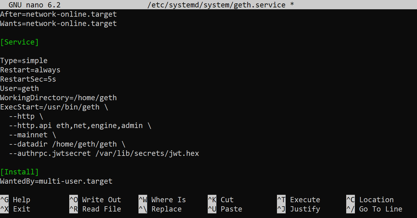 Geth service file