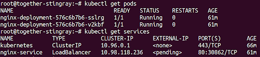 Services and pods on cluster