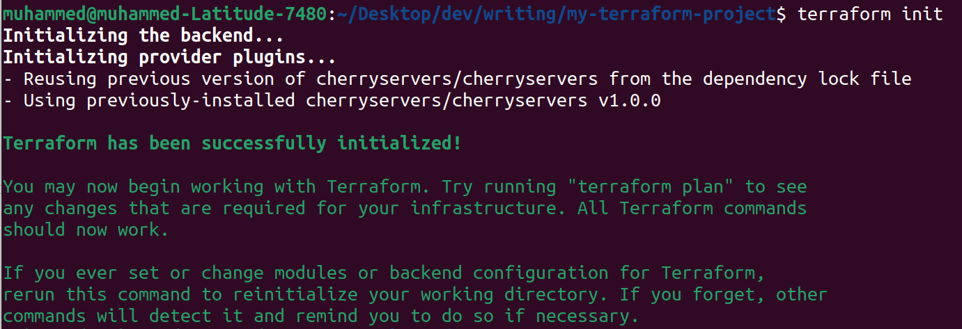 Terraform init output