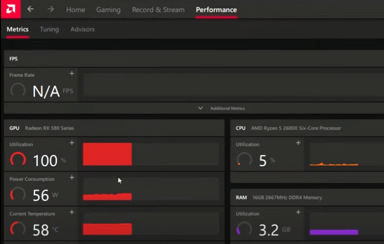 AMD Radeon Performance Tab